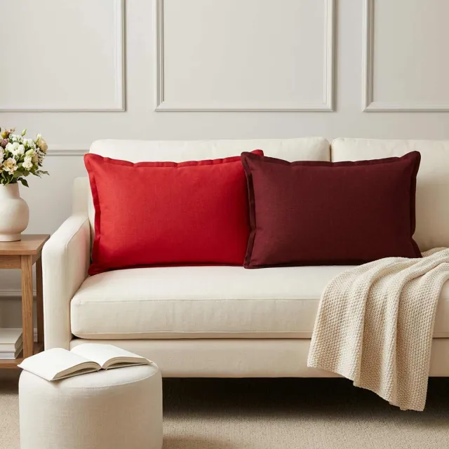 vidaXL Kussensloop 6 st HOUTEN Rood 50 x 70 cm Faux Linnen