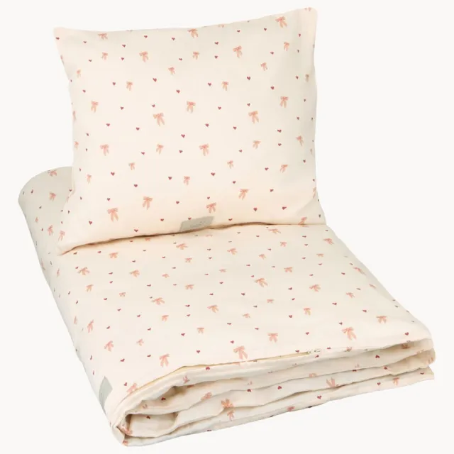 Cam Cam Copenhagen Kinderbeddengoed Bows van katoensatijn Beige, Roze