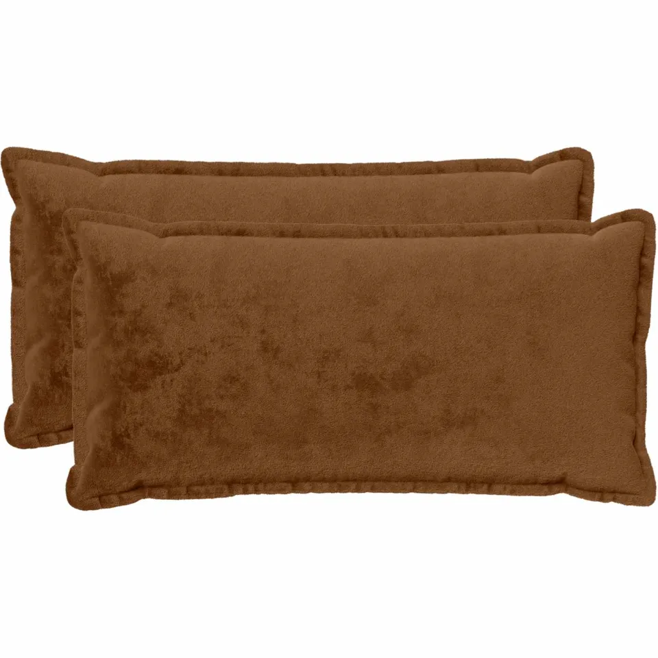 vidaXL Kussensloop 2 st HOUTEN Licht Bruin 40 x 80 cm Flanel, foto 3