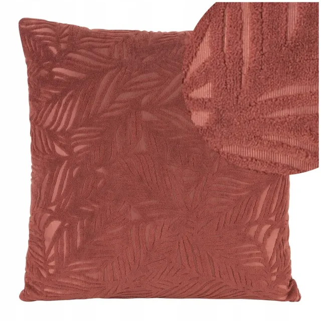 Eurofirany Decoratieve Fluwelen Kussensloop 40x40 met Bladmotief Octavia Roze
