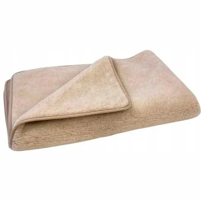 KAMPOL Luxe Merino Wol Deken Beige 100x150 cm - Ademend & Zacht
