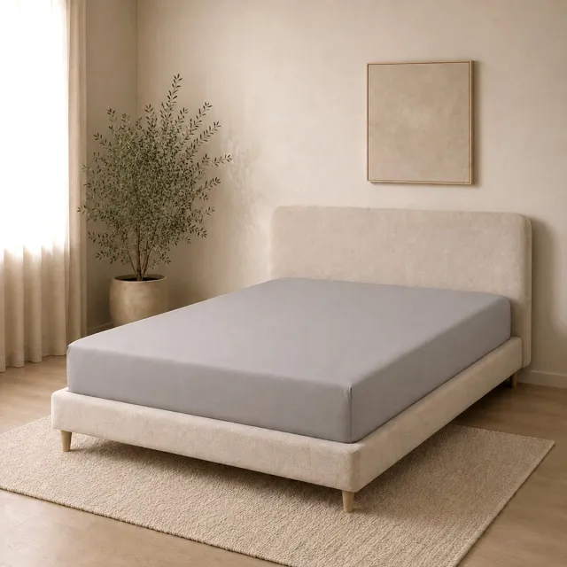 AMSTELINEN Hoeslaken 180x200 – Premium Hotelkwaliteit – TENCEL™ Lyocell Sateen – Calm Grey – Tweepersoons – Koeler Slapen, Zacht, Ademend & Hypoallergeen