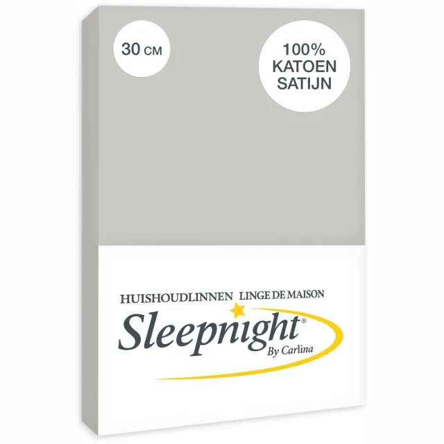 Sleepnight Hoeslaken Satijn 30 cm Grijs - 140 x 200 cm - [Grijs]