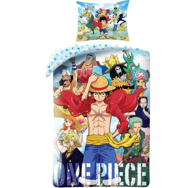 One Piece Dekbedovertrek, Straw Hat - Eenpersoons - 140 x 200 cm - Katoen Multi