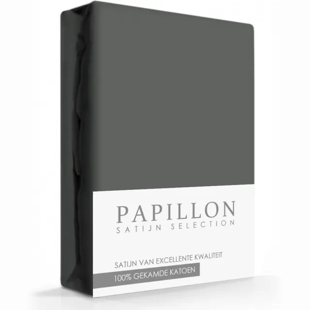 Papillon hoeslaken - katoen satijn - 90 x 200 - Grijs
