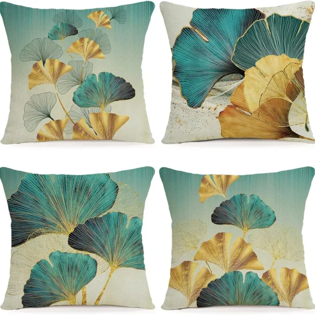 Famanu Set van 4 stuks ribfluwelen kussenhoezen corduroy decoratief voor bank slaapkamer auto A050