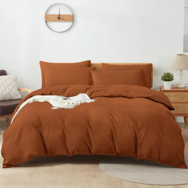 Ibenzoa Beddengoedset van 100% Katoen in Oranje met Luxe Ademend Dekbedovertrek en Kussenslopen