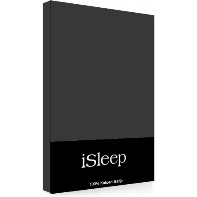 iSleep Satijn Kussenslopen (2 stuks) - 60x70 cm - Antractiet Antraciet