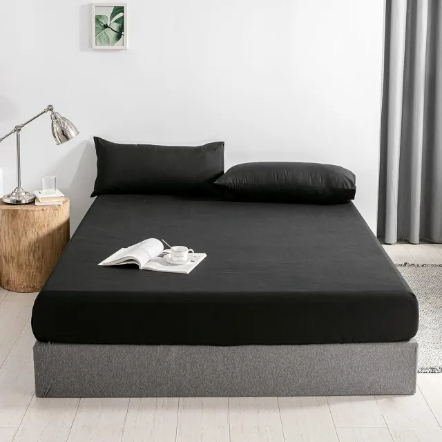 Famanu Hoeslaken bedlaken 30 cm extra diepte zaklaken hoeslaken zacht en ademend machinewasbaar (zwart, 140 x 200 + 30 cm)