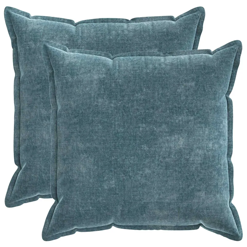 vidaXL Kussensloop 2 st HOUTEN Blauw 60 x 60 cm Chenille Stof, foto 3