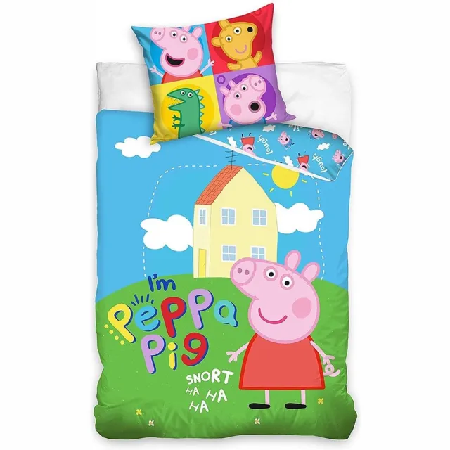 Peppa Pig Dekbedovertrek I am Peppa Pig 140 x 200 cm katoen groen/blauw
