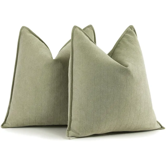 Famanu Set van 2 chenille sofa kussenhoezen met elegant design, zacht en luxe decoratief kussen voor sofa, bed en woondecoratie Zwart