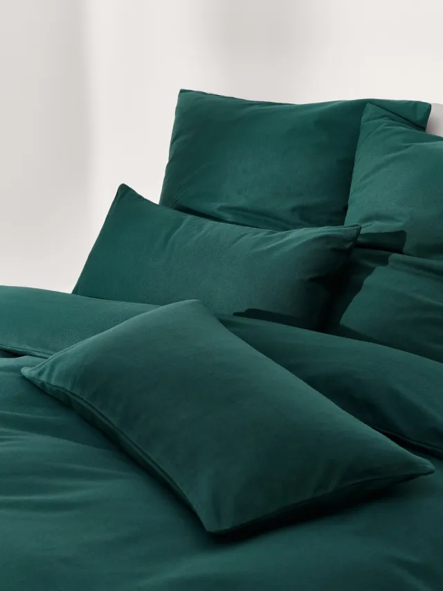 Westwing Collection Flanellen dekbedovertrek Biba Groen