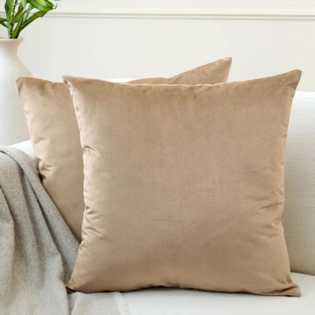Ibenzoa Set van twee elegante fluwelen kussenhoezen voor bank, stoel en bed Beige