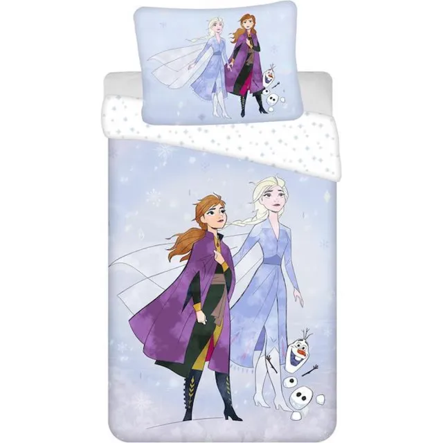 Disney Frozen Dekbedovertrek Sisters en Olaf - Eenpersoons -140 x 200 cm - Katoen Multicolor