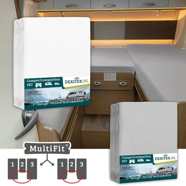 dexitex 1 x molton 1 x hoeslaken LICHT GRIJS 3-delige sets / Lengte bedden/Enkele bedden / Camper 1 x molton + 1 hoeslaken Licht grijs