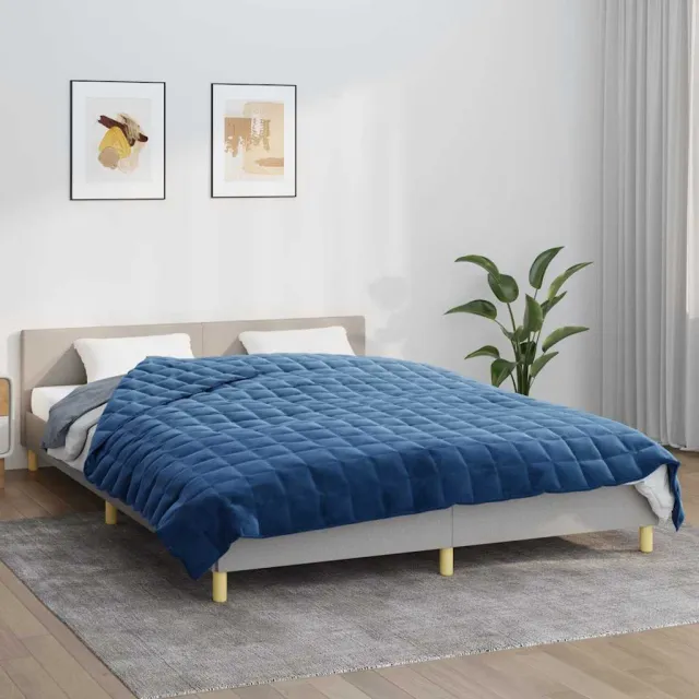 vidaXL Verzwaringsdeken 220x235 cm 15 kg stof blauw, foto 2