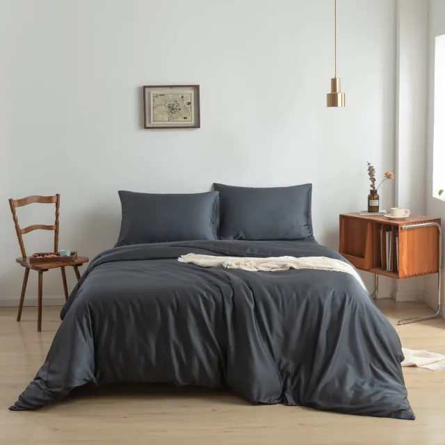 Boomba Bamboo Bamboe dekbedovertrek Space Blue donkerblauw 240x220 cm – Instopstrook, zacht, ademend & duurzaam | Boomba Bamboo® Donker blauw