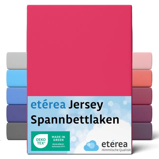 etérea Himmlische Qualität etérea Jersey Hoeslaken 100x200 - 120x200 cm Oekotex Made in Green - 100% katoen - Roze pruim