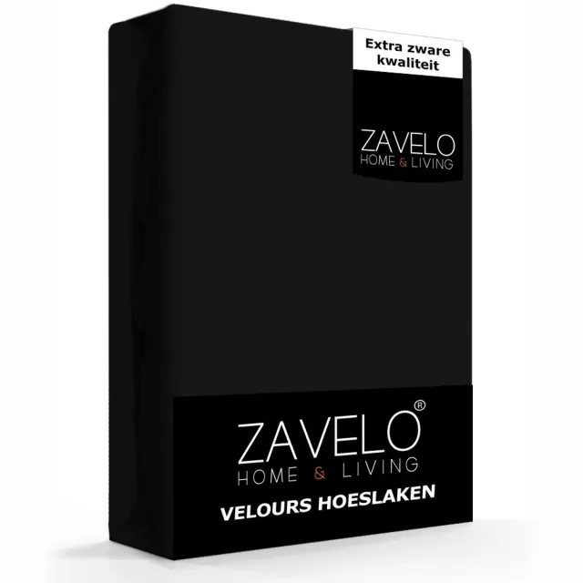 Zavelo Hoeslaken Velours Zwart - Fluweel Zacht - 30 cm Hoekhoogte - Rondom Elastiek - Velvet -2-persoons (140/160x200/220 cm)