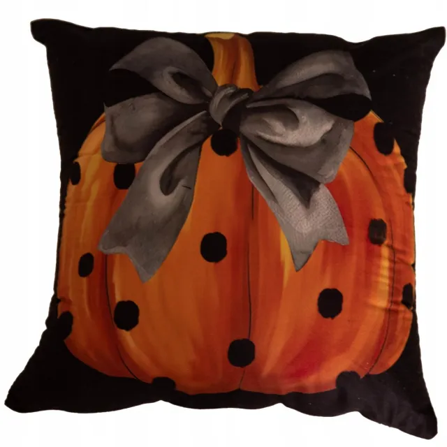 Fitizzio Halloween Sierkussenhoes 40x40cm Zwart met Pompoen - Zachte Velours