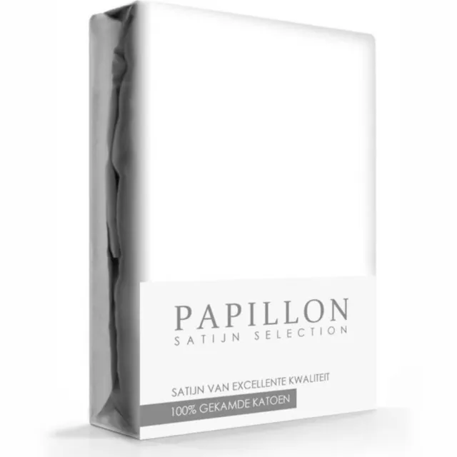 Papillon hoeslaken katoen satijn - 200 x 220 - Wit