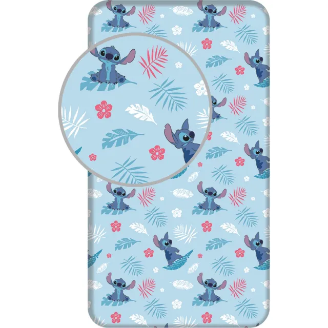 Lilo & Stitch Disney Lilo & Stitch Hoeslaken Summer Time - Eenpersoons - 90 x 200 cm - Katoen Blauw