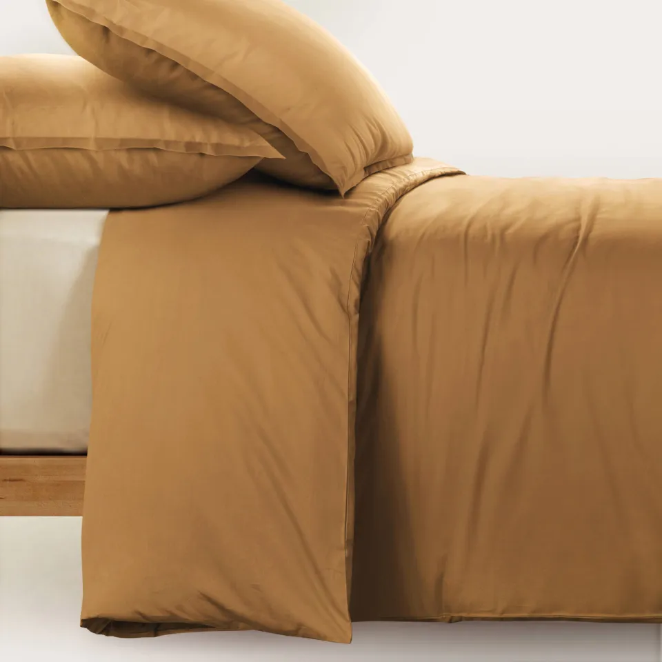 Studio LIVIT percale katoenen dekbedovertrek 2 persoons goudbruin (200x220 cm), foto 3