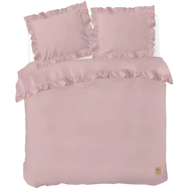 Dindi Home katoenen dekbedovertrek 2-persoons roze met ruffles (200x220 cm)