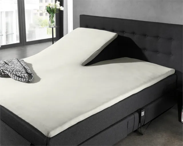 Turiform Splittopper Hoeslaken Katoen Satijn 160x220 Off White hoek 10 cm