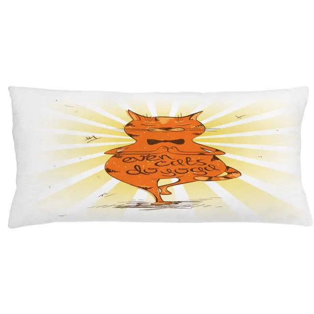 ABAKUHAUS Yoga-Kussenhoes – Bedrukt aan Beide Zijden – 90x40 cm, Multicolor, Rits oranje
