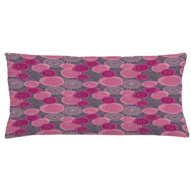 ABAKUHAUS Roze en Grijs Kussenhoes, Lace gewirbelte Kreis, Kussenhoes met Ritssluiting en Dubbelzijdige Print, 90 x 40 cm, Fuchsia Magenta Grijs