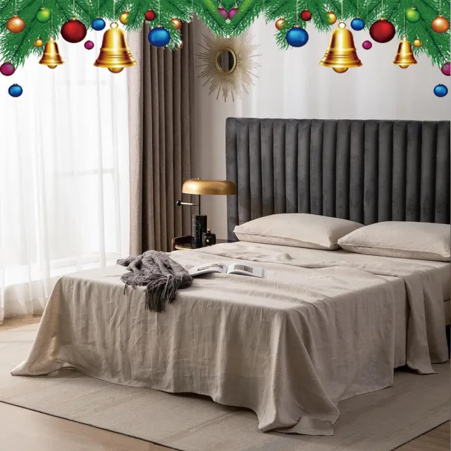 JGS Luxe Linnen Beddengoed, 100% Pure Stonewashed Linnen Laken, Ademend en Huidvriendelijk voor een Comfortabele Nachtrust beige
