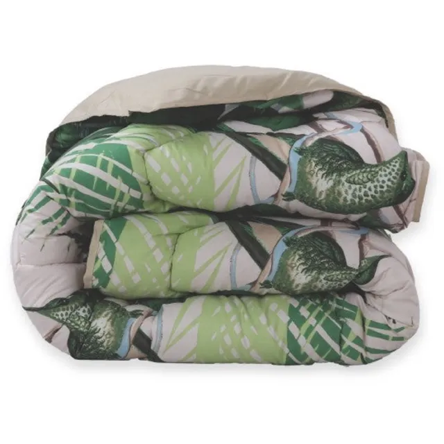 Beau Maison Dekbed Zonder Overtrek Jungle Jumina | Easy Dekbed Uni | 200x200/220cm + 2 Kussenslopen 60x70cm Groen