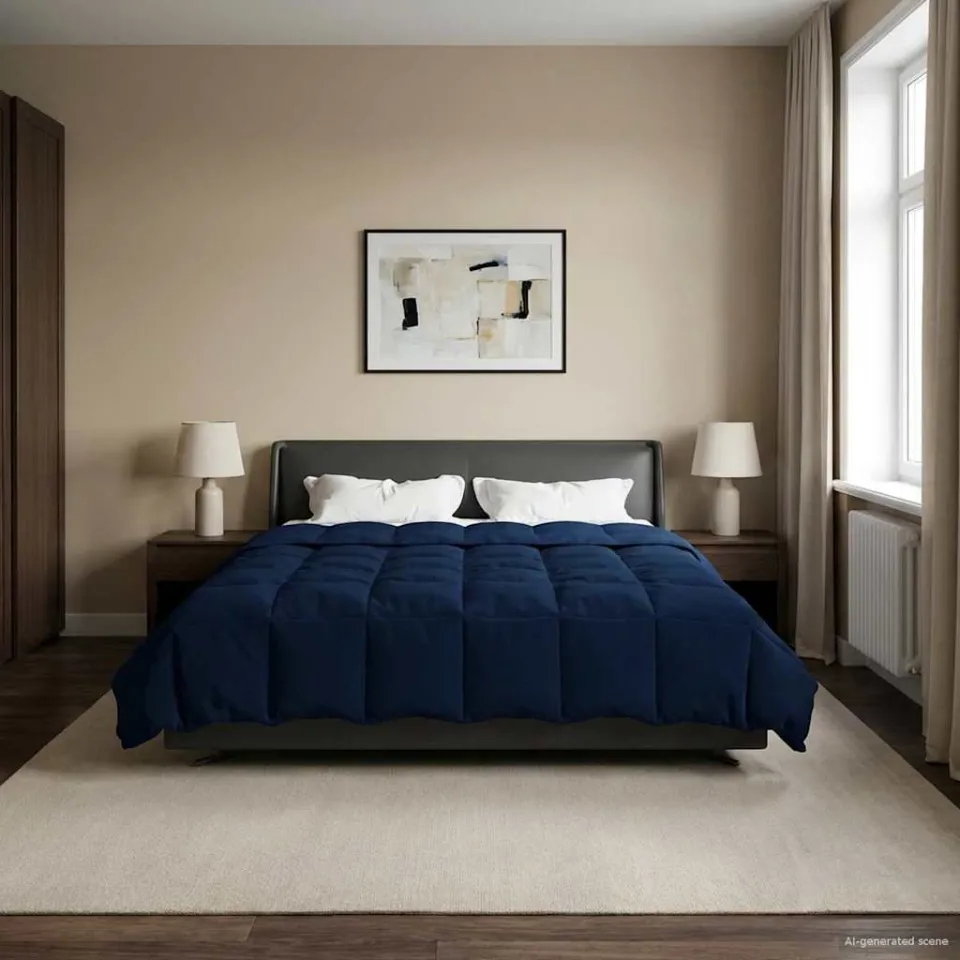 vidaXL Vol jaar dekbed 220 x 240 cm Microfiber (100% polyester) blauw, foto 4