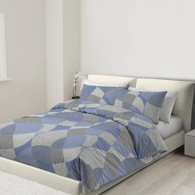 Ibenzoa Beddengoed Set van 100% Microvezel met Rits en Hoekbanden, Inclusief Kussenslopen blauw