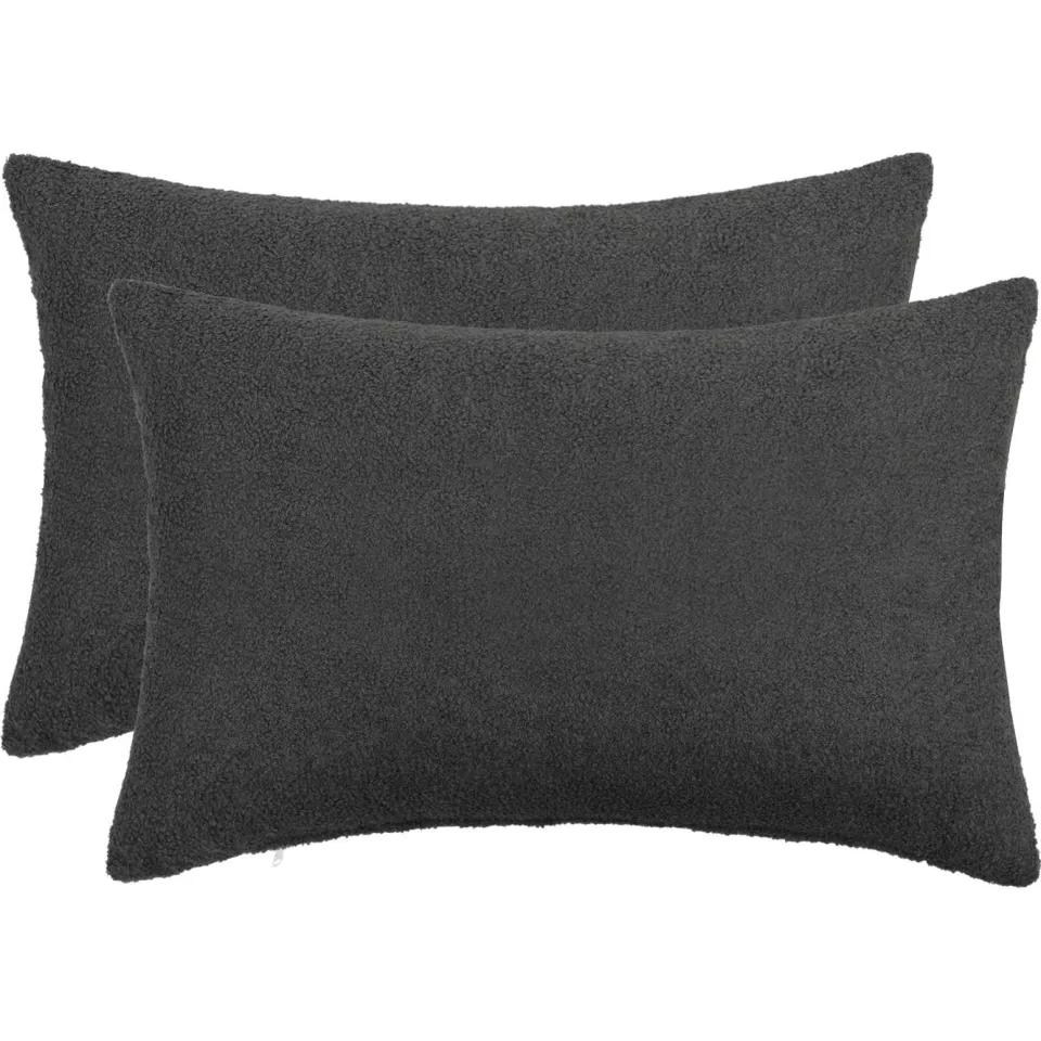 vidaXL Kussensloop 2 st HEERLEN Donkergrijs 50 x 75 cm Bouclé