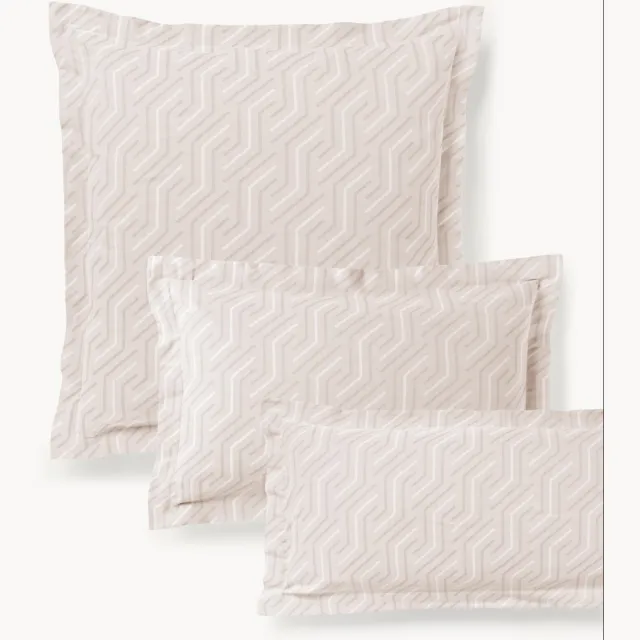 Westwing Collection Jacquard kussenhoes Aisha Beige, Wit