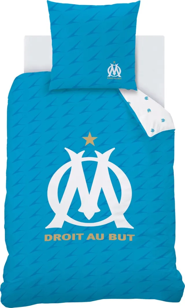 Olympique Marseille Dekbedovertrek Droit au But - Eenpersoons - 140 x 200 cm - Katoen Blauw