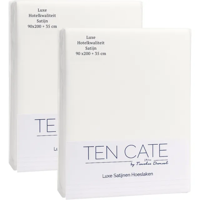 Ten Cate Hoeslaken - Hoeslaken 180 x 200 - Katoensatijn - Hoeslakens - Geschikt voor boxspring en matras - Hoekhoogte 35cm - Elastiek Rondom - Strijkvrij - Naturel - 2 stuks