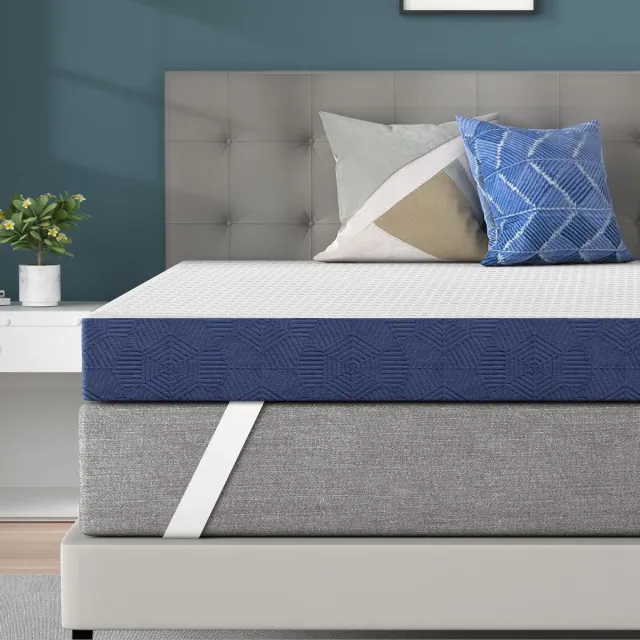 Famanu Matrastopper van gel memory foam, 180 x 200 cm, 10 cm hoogte, ademend en met afneembare overtrek, geschikt voor matras en boxspringbed Zwart