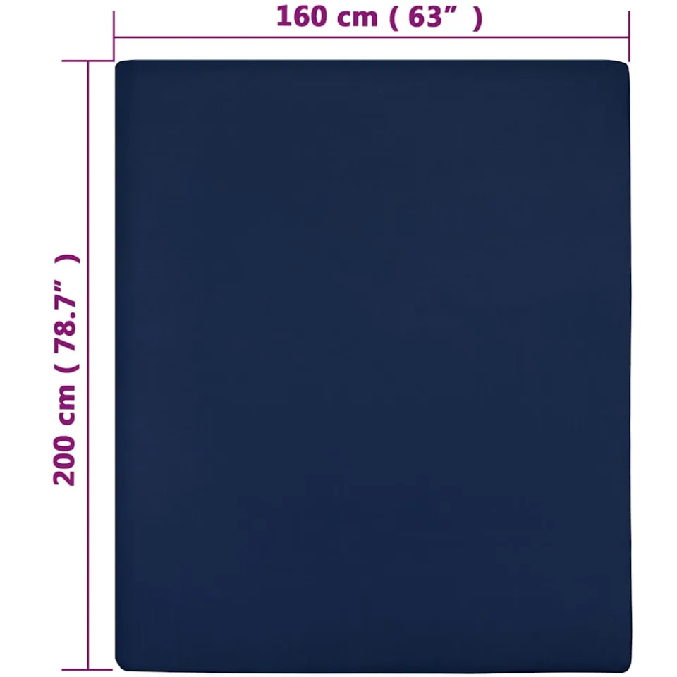 vidaXL Hoeslaken jersey 160x200 cm katoen marineblauw, foto 3