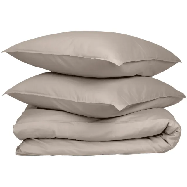 Wocha Dekbedovertrek Set - 100% Biologisch Katoen Satijn (300TC) - 240x200/220 - Taupe - Premium kwaliteit en duurzaam - Incl. 2 kussenslopen Beige