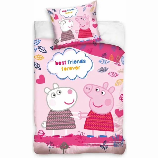 Peppa Pig dekbedovertrek best friends forever 140 x 200 cm - 70 x 90 cm - Katoen Roze