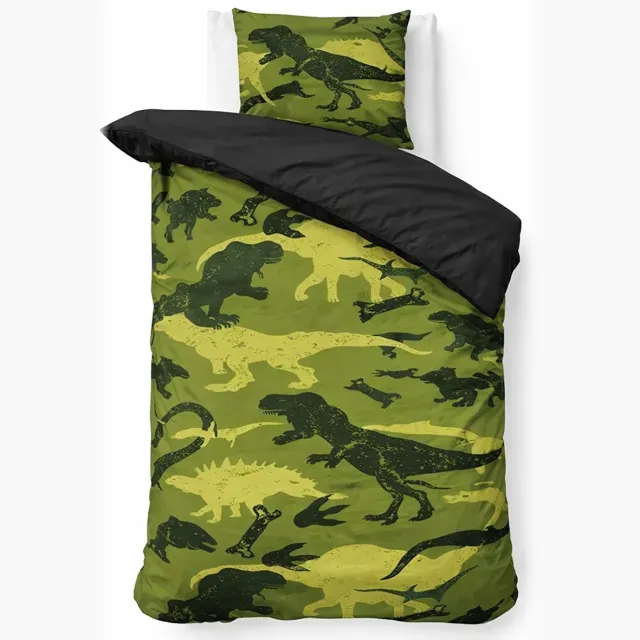 decoware kinderdekbedovertrek Dinosaurus 140x220 cm – Katoen – Groen Dekbedovertrek - Met Kussensloop – Wasbaar op 60°C