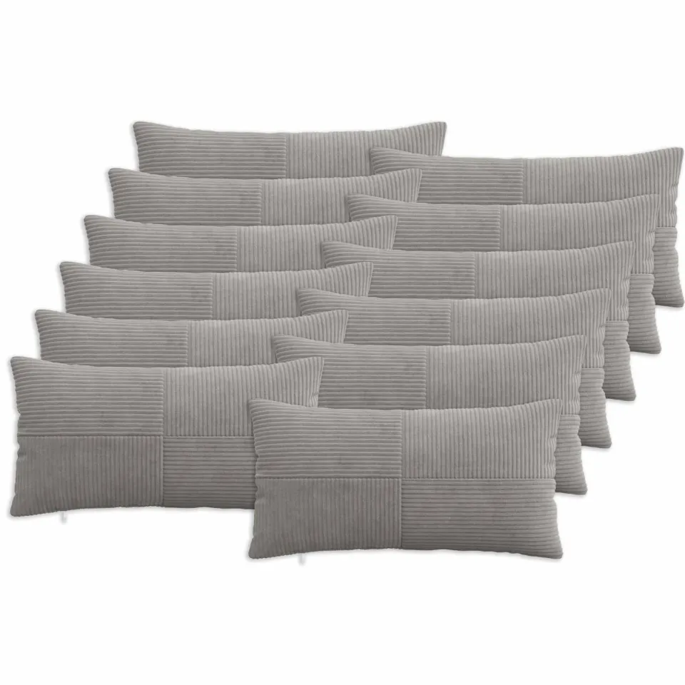 vidaXL Kussensloop 12 st ALMELO Lichtgrijs 40 x 80 cm corduroy, foto 3