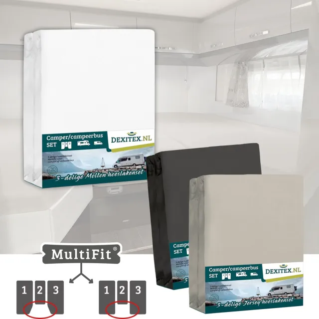 dexitex 1 x molton 1 x hoeslaken ZANDKLEUR+ 1 x hoeslaken ANTRACIET/ 3 delige set-Geschikt voor Camper lengtebedden of enkele bedden 1 x Molton + 2 x Hoeslaken Zandkleur + Antraciet