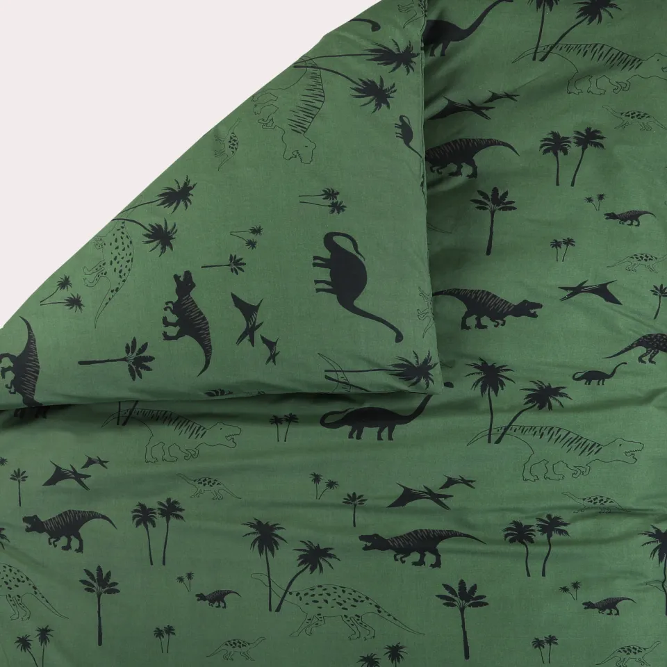 NOUS Kids katoenen dekbedovertrek kinderbed dino (120x150 cm) groen, foto 3