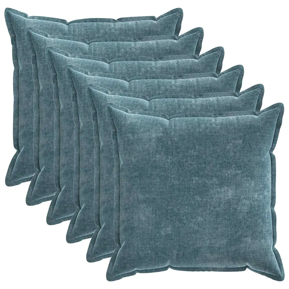 vidaXL Kussensloop 6 st HOUTEN Blauw 80 x 80 cm Chenille Stof, foto 3
