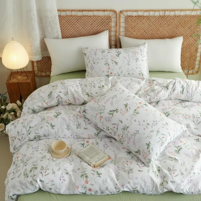 Unyqoos Elegante bloemenbedekking met kussenslopen en rits in zachte microvezel wit